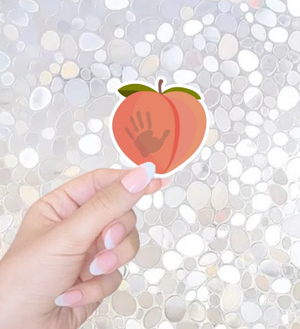 Free Shipping- Peach Handprint/Spicy Romance Themed Sticker for Kindle, Waterbottle, Laptop