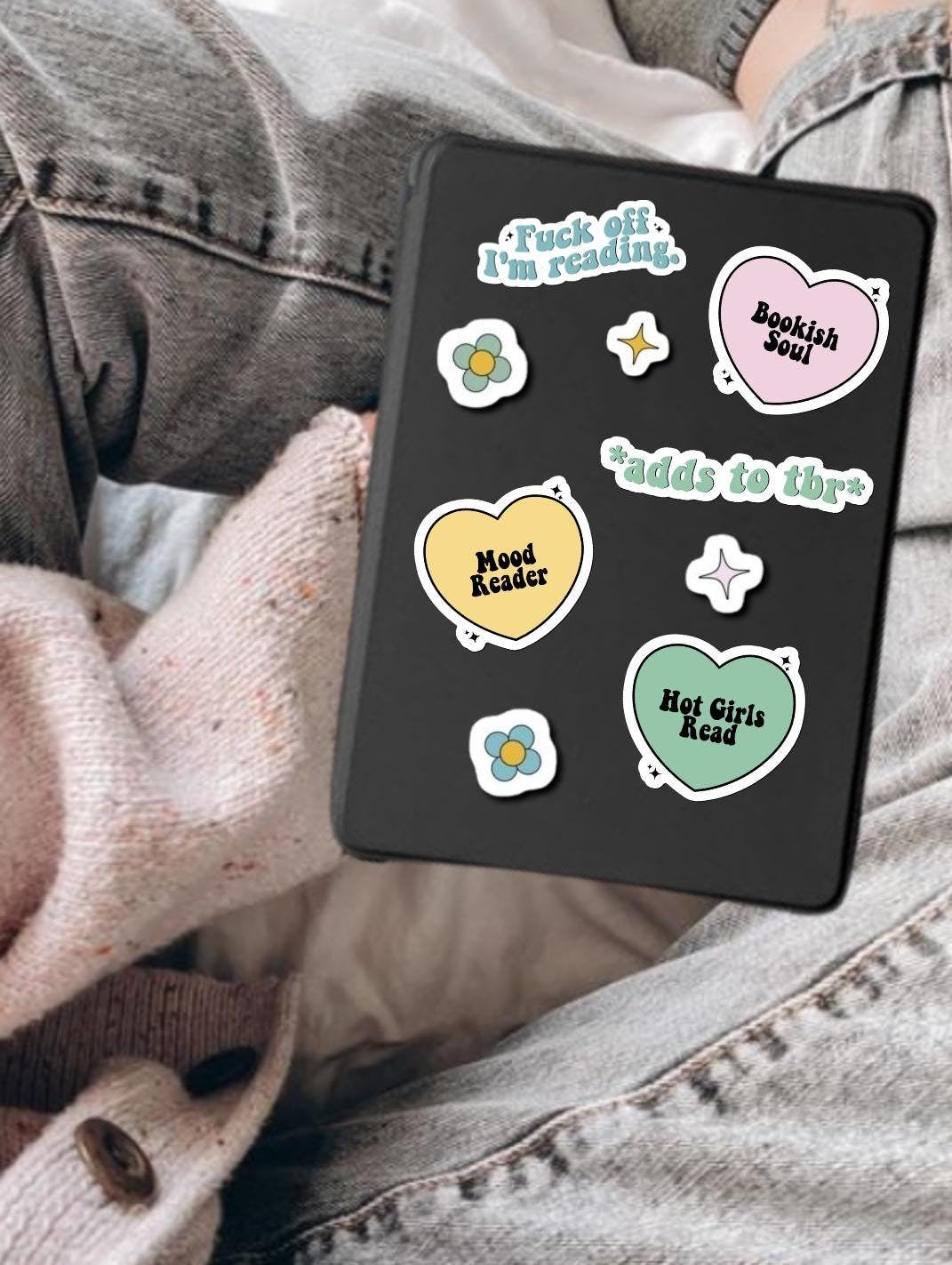 Free Shipping- (9) Retro Aesthetic Bookish Sticker Pack for Kindle, Waterbottle, Laptop