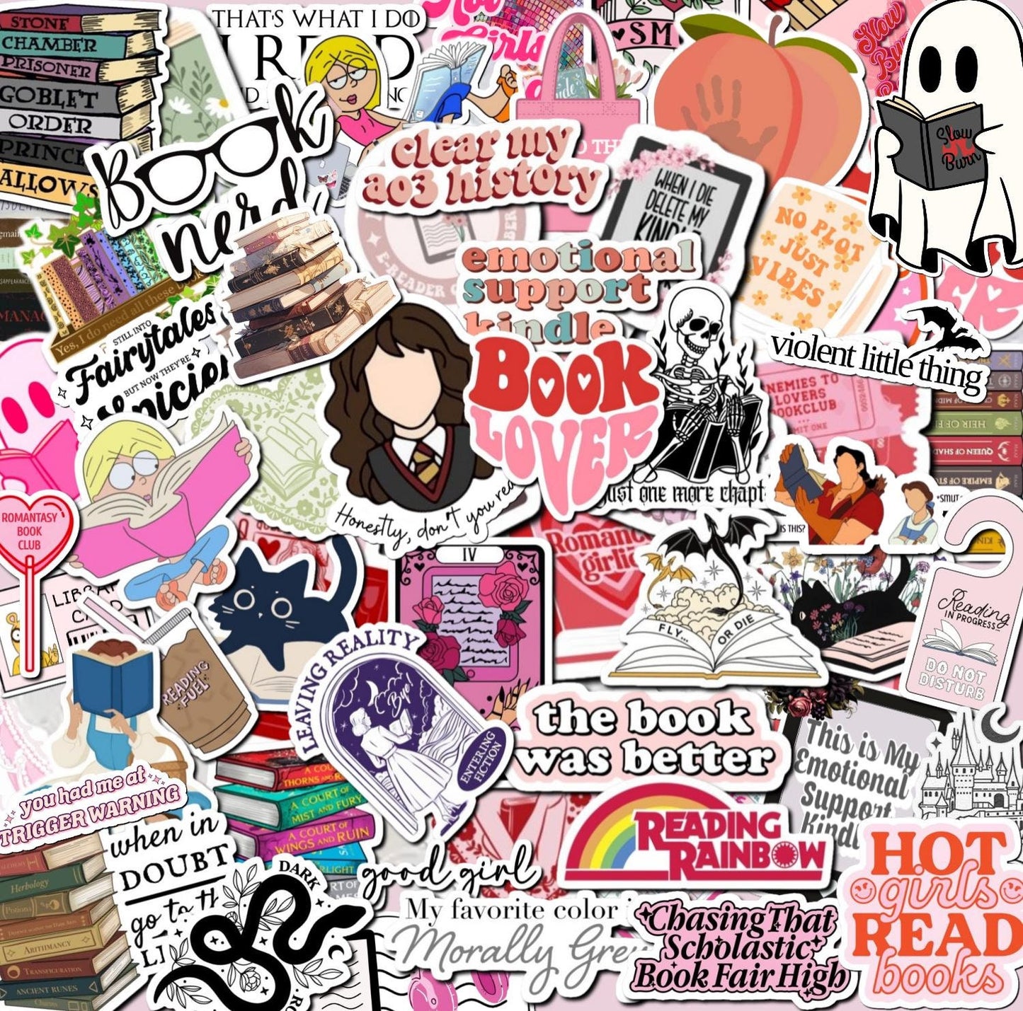 FREE SHIPPING! 5 or 10 Pack Kindle Book Stickers, Bookish Sticker Pack, Reader Themed Waterproof Book, Bookworm Stickers, Book Lover Gift