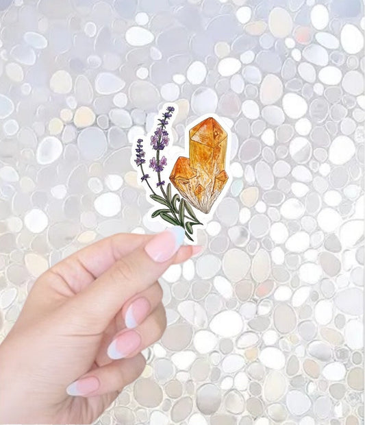 FREE SHIPPING! Crystal Citrine Sticker for Kindle, Crystal Sticker for Waterbottle, November Birthstone, Manifesting Crystal Sticker
