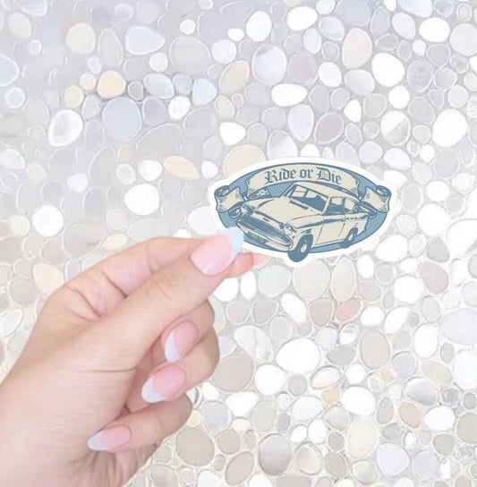 FREE * SHIPPING! Ride or Die Flying Car, Bookish Sticker, Kindle Sticker, Stanley Sticker