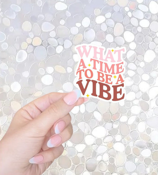 Free Shipping! What a Time to be a Vibe- Sarcastic Affirmation Sticker for Kindle, Funny Sticker for Waterbottle, Vibes Sticker