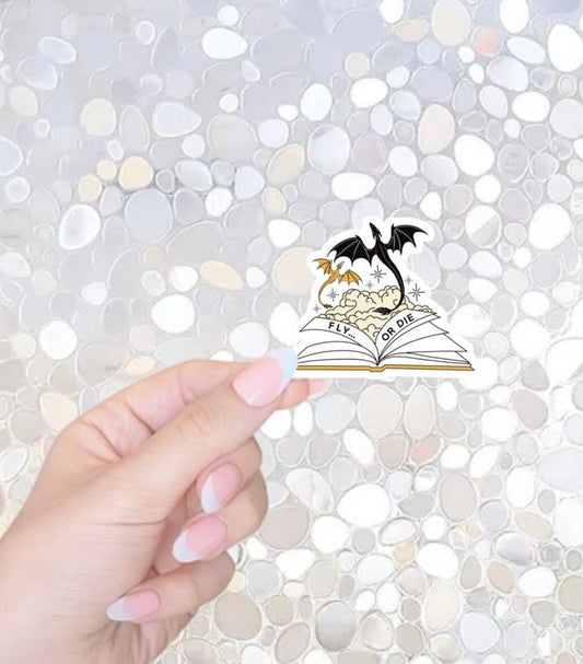 Free Shipping- Fouth Wing Inspired Dragon Book Sticker, Kindle Sticker for Fantasy Readers, Waterbottle Sticker, Bookworm Sticker