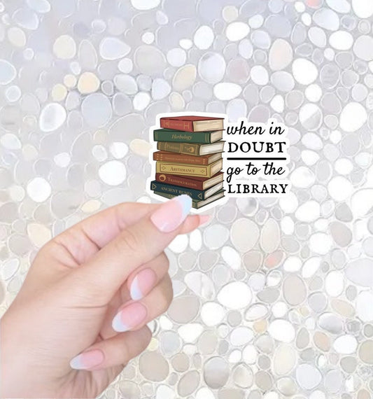 Free Shipping-When in Doubt Go to The Library- Bookwork Sticker for Kindle, Wizard/Witchy Sticker
