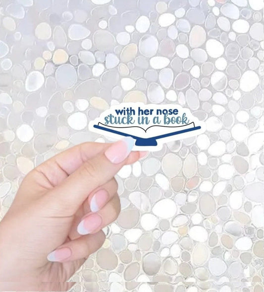 FREE SHIPPING! Nose Stuck in a Book Sticker - Belle sticker, BookTok, Bookworm, Library, Kindle Sticker