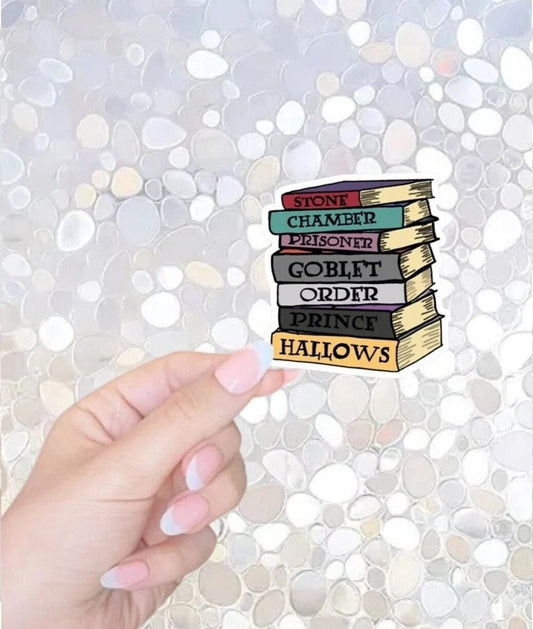 FREE * SHIPPING! Wizard Inspired Book Stack Sticker, Books, Novels, HP Witch, Water Bottle Sticker, Kindle Sticker, Stanley Sticker
