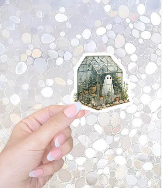 Free Shipping- Greenhouse Ghost, Cute Kindle Sticker, Gardener Sticker