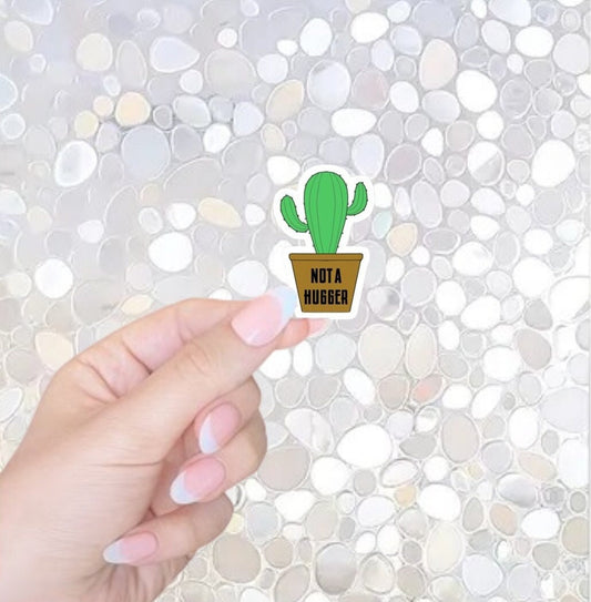 Free Shipping- Not a Hugger Cactus Sticker, Introvert Sticker for Kindle, Waterbottle, Laptop