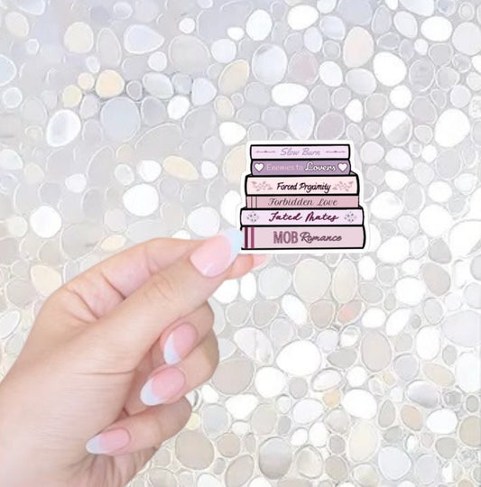 Free Shipping- Romance Book Stack Sticker for Kindle, Waterbottle, Laptop