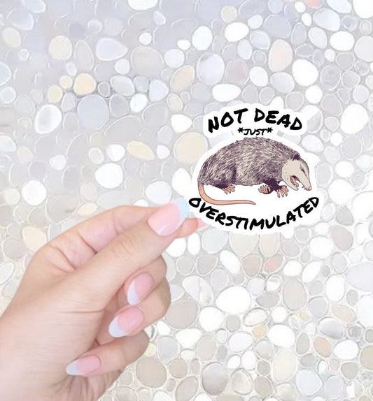 Free Shipping- Not Dead, Just Overstimulated, Funny Mental Health Sticker for Kindle, Waterbottle, Laptop