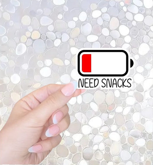 Free Shipping- Need Snacks Battery Sticker, Kindle Sticker, Waterbottle Sticker