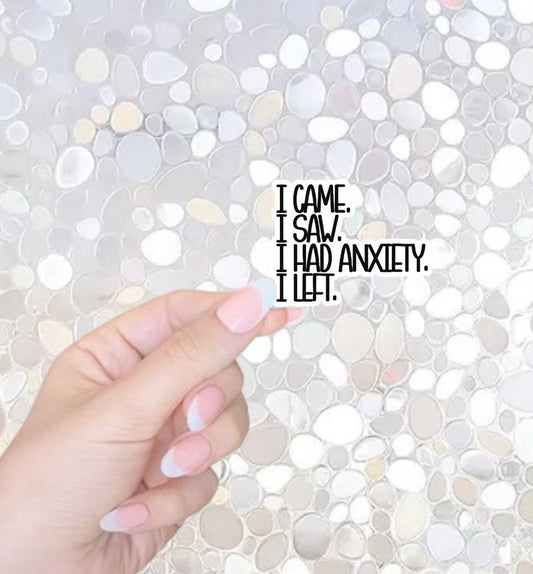 Free Shipping- I Came, I saw, I had Anxiety, I left-Funny Kindle, Waterbottle, Laptop Sticker