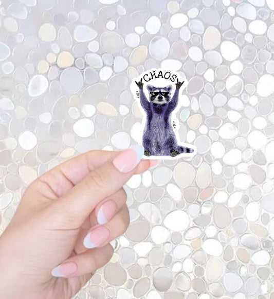 Free Shipping- Chaos Raccoon Sticker for Kindle, Waterbottle, Laptop