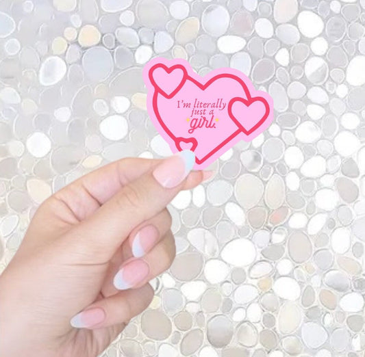 Free Shipping- I'm Literally Just A Girl- Pink Sticker for Kindle, Waterbottle, Laptop