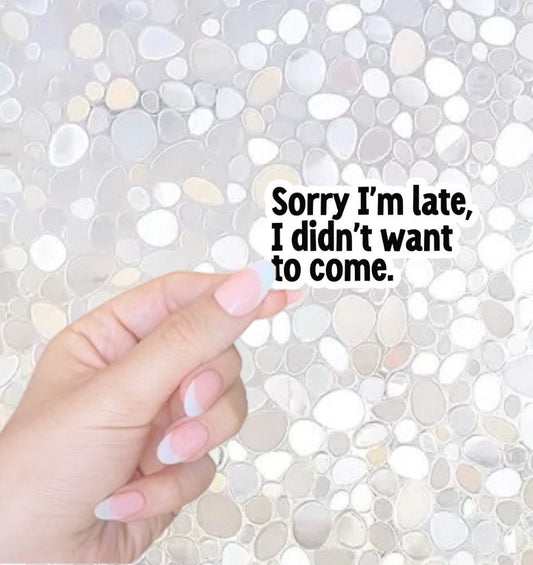 Free Shipping- Sorry I'm Late, I Didn't Want To Come- Funny Sticker for Kindle, Waterbottle, Laptop