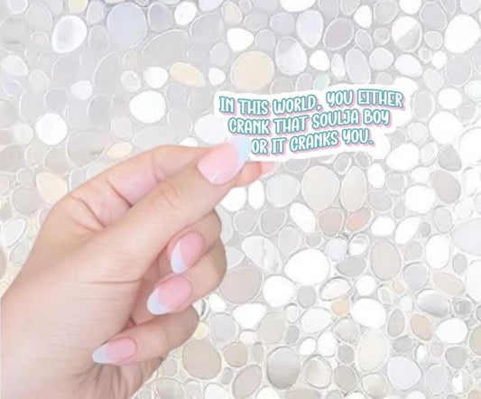 Free Shipping- You Either Crank that, or It Cranks You- Sarcastic Sticker for Kindle, Waterbottle, Laptop