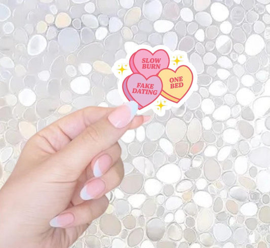 Free Shipping- Romance Bookish Hearts Tropes Sticker-Bookworm Sticker for Kindle, Laptop, Waterbottle