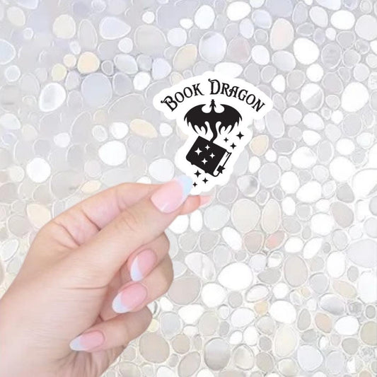 Free Shipping- Book Dragon, Fantasy Reader Sticker for Kindle, Waterbottle, Laptop