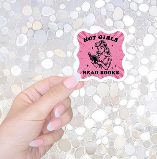 Free Shipping- Hot Girls Read Books- Retro Bookish Sticker for Kindle, Laptop, Waterbottle