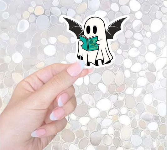 Free Shipping- Bat Ghost Reading ACOTAR, Bookish Sticker for Kindle, Waterbottle, Laptop