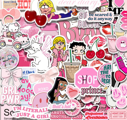 FREE SHIPPING! 5 or 10 Pack Y2K Girly Stickers, 2000s Stickers for Kindle, Waterbottle, Laptop