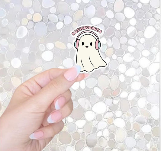 Free Shipping- Audiobooks Ghost Bookish Sticker for Kindle, Waterbottle, Laptop
