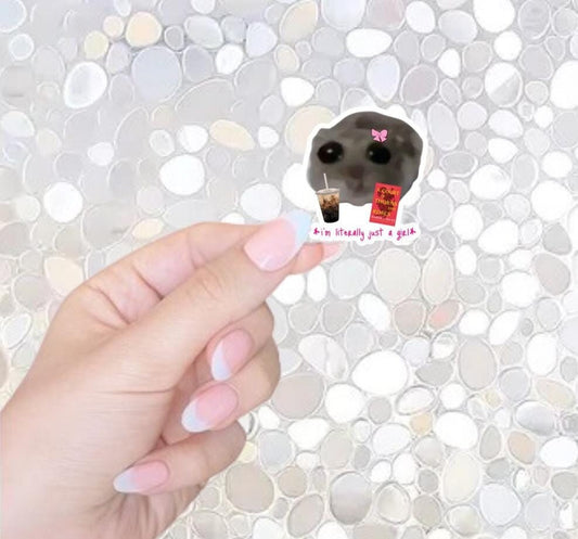 Free Shipping- I'm Literally Just A Girl Meme Bookish Sticker for Kindle, Waterbottle, Laptop