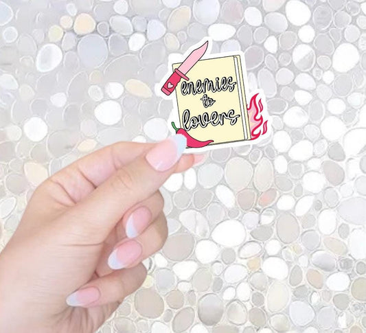 Free Shipping- Bookish Enemies To Lovers Sticker for Kindle, Waterbottle, Laptop